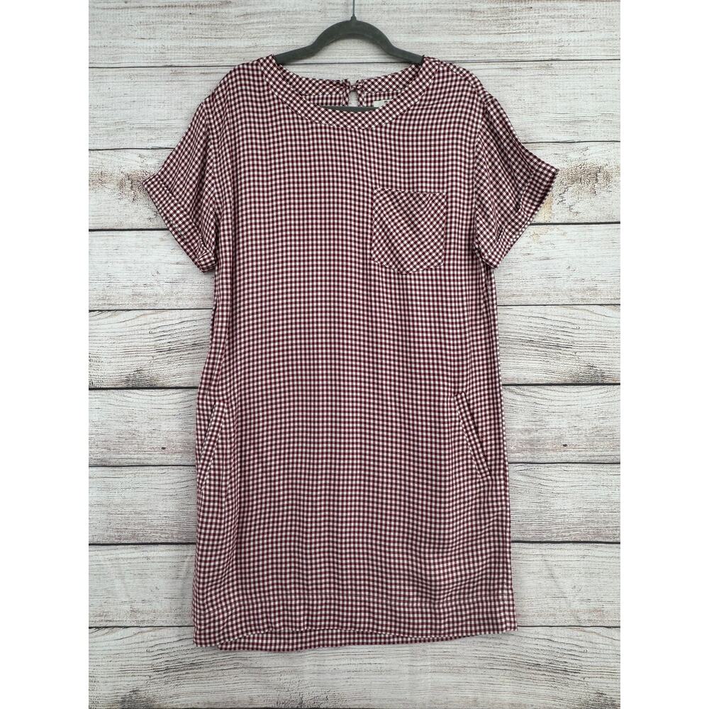 Madewell Gingham Filmscore Dress Women's Medium Red White Check Pockets